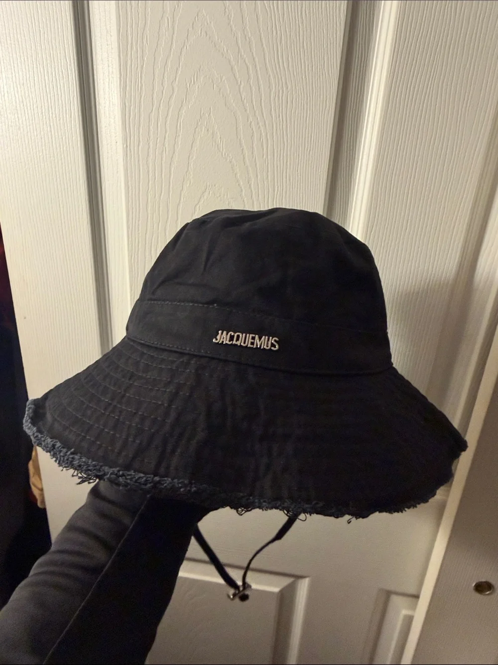 Jacquemus Kids Black Frayed-Brim Bucket Hat